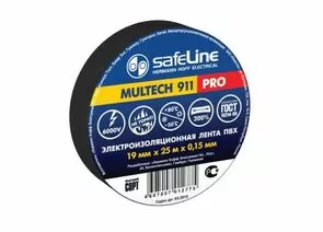 27538 - Safeline изолента ПВХ 19/25 черная, 150мкм, арт.9372 (1)