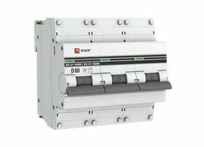 825067 - EKF PROxima Автоматический выключатель ВА 47-100M, 3P 80А (D) 10kA без теплового расцепителя (1)