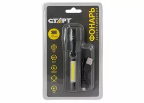 829982 - СТАРТ фонарь ручной 5W(300lm) + СОВ акк Li-ion 1200mAh, USB, алюм, 3 реж, ZOOM LHE 517-C1 Black (1)