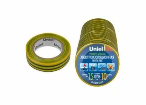 442258 - Uniel Изолента ПВХ 15/10 желто-зеленая UIT-135P 10/15/10 YGR (цена за уп.10 шт.) (1)