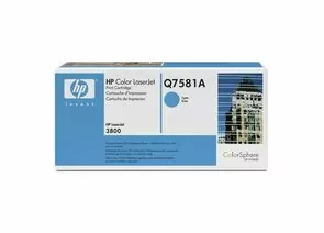 320564 - Картридж лазерный HP (Q7581A) ColorLaserJet CP3505/3800, голубой, ориг., ресурс 6000 стр. (1)
