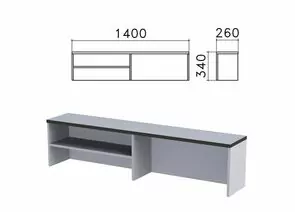 696058 - Надстройка для стола письменного Монолит (ш1400*г260*в340 мм), 1 полка,цвет серый 640197 (1)