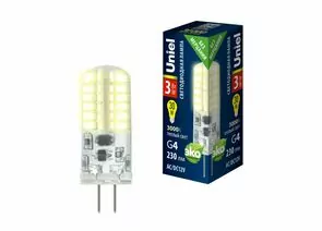 838371 - Uniel G4 12V 3W 3000K 2K 37x13 силикон LED-JC-12/3W/3000K/G4/C SIZ05TR (1)