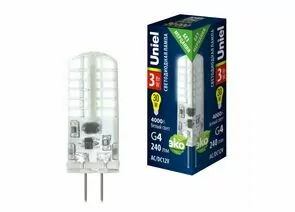 838372 - Uniel G4 12V 3W 4000K 4K 37x13 силикон LED-JC-1LED-JC-12/3W/4000K/G4/CL SIZ05TR (1)