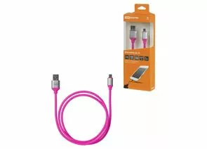 826290 - TDM Дата-кабель ДК 19 USB - micro USB 1 м силиконовая оплетка розовый SQ1810-0319 (1)