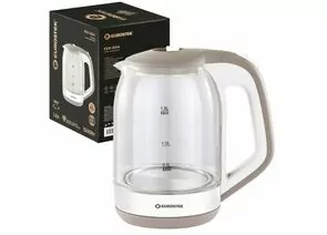 838627 - Чайник электр. Eurostek EEK-3014 (диск, 1,8л) 1,5кВт, стекло/пластик, бежевый, с подстветкой (1)