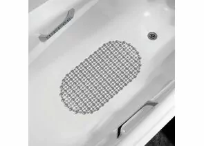 836230 - Коврик для ванной на присосках Комфорт 65*36см, ПВХ, серый, овальный 6922 Вилина (1)