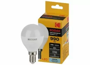 842781 - KODAK шар P45 E14 11W(990lm) 4000K 4K 80х45 170-265В P45-11W-840-E14 2 года 57618 (1)