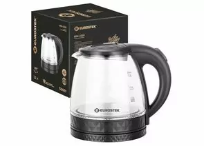 845216 - Чайник электр. Eurostek EEK-2229 (диск, 1,2л) 1,5кВт, стекло, черный (1)