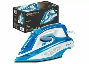 845220 - Утюг Eurostek EEI-2600, 2,6кВт, подошва керам, самоочистка, вертик отпаривание, разбрызг., синий (1)
