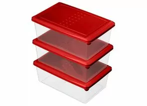 848536 - Емкость д/хранения продуктов Asti набор 3шт (1,05л) прямоуг, красный 221100906/03 IDIland (1)