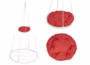 851111 - Качели-гнездо подвесные Polini kids, с подушкой, белый-красный (мест1) (1)