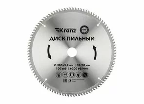 847542 - Диск пильный 305 мм х 100 зуб х 32/30 мм KRANZ (цена за шт) KR-92-0136 (1)