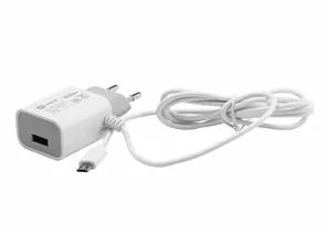 725556 - Сет. адаптер/зарядник/блок пит. HARPER WCH-5113 white 220V-5V microUSB (2.1A) шнур+гнездо USB, белый (1)