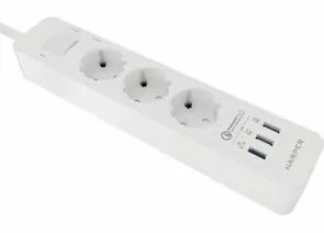 859406 - HARPER Сетевой фильтр ПВС 3х1 3роз. 5м 16А белый с USB быстрая зар. UCH-420 White QC3.0 H00003199 (1)