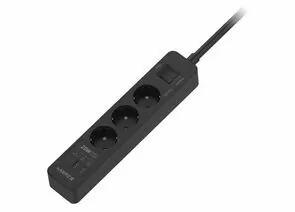 859409 - HARPER Сетевой фильтр ПВС 3х1 3роз. 3м 16А черный с USB быстрая зар. UCH-430 Black PD3.0 H00003202 (1)