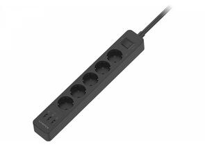 859413 - HARPER Сетевой фильтр ПВС 3х1 5роз. 10м 16А черный с USB 4000Вт UCH-510 Black H00003208 (1)