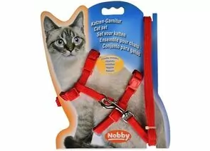 860226 - Шлейка для кошек (с поводком) NOBBY KITTY CAT 17-22см красная 85349 (1)