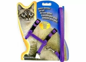 860227 - Шлейка для кошек (с поводком) NOBBY KITTY CAT 17-22см фиолетовая 85351 (1)