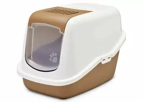 860382 - Туалет для кошек закрытый SAVIC NESTOR (56*39*38,5см) бело-коричневый 80042 (1)