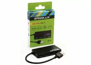 861403 - USB разветвитель/хаб на 4xUSB 2A ERGOLUX ELX-SLP01-C02 черный, коробка (1)