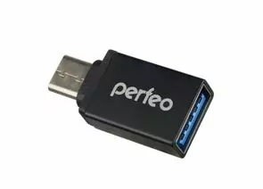 771352 - Переходник Type C шт. - USB гн. 3.0 Perfeo (PF-VI-O006 Black) чёрный (1)