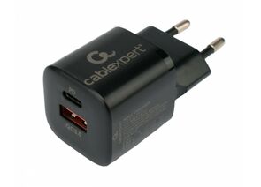 867203 - Зарядное устройство Cablexpert 20Вт, 3А, QC3.0/PD, 2 порта: USB и Type-C, черный, пакет (1)