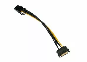 867204 - Кабель питания SATA Cablexpert, PCIe 8pin/Sata 15pin, медный проводник 20см, пакет (1)