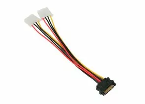 867210 - Кабель питания SATA Cablexpert, Sata 15pin/2x Molex 4pin, медный проводник, 20см, пакет (1)