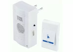 860801 - HomeStar Звонок беспроводной сетевой HS-0115 100м, 32 мелодии, сеть 220V с кнопкой БЕЛЫЙ 105585 (1)