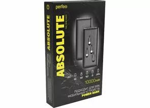 863953 - Perfeo Powerbank ABSOLUTE 10000mah In Micro usb,USB /Out USB,Micro usb,Type-C,Lightning, 2.1А/ Black (1)