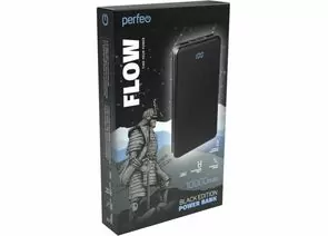 863965 - Perfeo Powerbank Flow 10000mah In Type-C/Micro usb/Out USB 1 А, 2.1A/ Black (1)