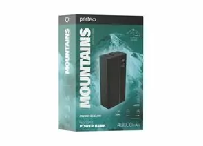 863968 - Perfeo Powerbank MOUNTAINS 40000 mAh/LED дисплей/PD + QC 3.0/Type-C/4 USB/Выход: 3A, max 22.5W/Black (1)