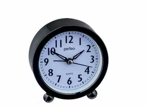 864045 - Perfeo Quartz часы-будильник PF-TC-020, круглые диам. 10 см, чёрные (1)