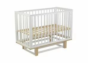 867398 - Кровать детская Polini kids Simple 340 с маятником, белый-натуральный (мест 1) (1)