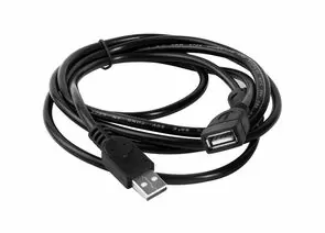 880551 - Дата-кабель USB(A)шт. - USB(A)гн. ERGOLUX ELX-EC01P-USB ПРОМО 2А 2м, черный, пакет (1)