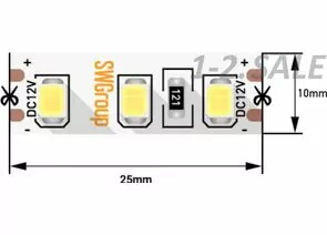 712583 - SWG Лента св/д стандарт 2835 120LED/m 12W/m 12V 1000Lm/m (5м, цена за 1м) 6000K-6500K 6K 1683 (1)