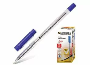 323745 - Ручка шарик. BRAUBERG Flash, 0,7мм, синяя, корпус прозр., 141031 (1)