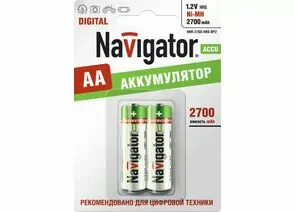 183380 - Аккумулятор Navigator /R6 2700mAh Ni-MH BL2 94465 (1)