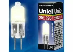 198552 - Лампа галоген. Uniel JC G4 220V 20W прозрачная JC-220/20/G4 CL (1)