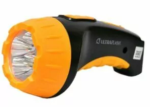 232484 - Ultraflash фонарь ручной LED3804 (акк. 4V 0.5Ah) 4св/д (15lm), черный+желтый/пластик, вилка 220V (1)