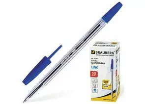 323748 - Ручка шарик. BRAUBERG Line, 1мм, синяя, корпус прозр.,141097 (1)