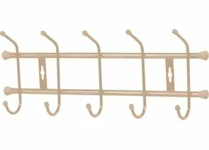 874346 - Вешалка настенная 5 крючков (Д48,5*Ш19*В67см) металл, бежевый металлик, ВН5/БЖ Nika (1)