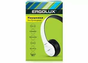 885130 - ERGOLUX наушники беспровод полноразмер, микрофон, акк. 250mAh, Bluetooth5.3 MP3 белый ELX-BTHP01-C01 (1)