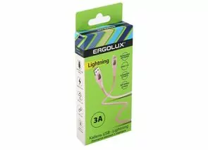 886686 - Дата-кабель USB(A)шт. - Lightning шт. ERGOLUX ELX-CDC03-C14 3А 1.2м, розовый, силикон, коробка (1)