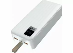 872030 - Perfeo Powerbank WATERFALL 30000 mAh/LED дисплей/PD + QC 3.0/Type-C/2 USB/Выход: 5A, max 22.5W/White (1)