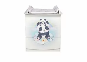 894622 - Комод Фея 1380 Милые панды, с пеленальной рамой, белый (мест 1) (1)