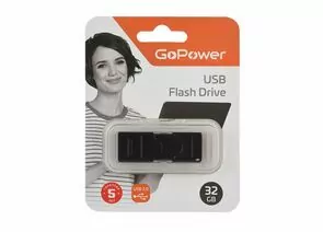 886729 - Флеш-накопитель GoPower SLIDER 32GB USB2.0 пластик черный матовый Арт.00-00025964 (1)