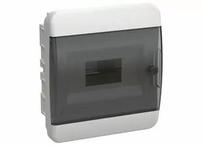 893026 - IEK TEKFOR бокс (корпус) пластик. ЩРВ-П- 8 мод. встраиваемый, прозр. черная дверь IP41 (1)