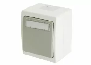 900827 - STEKKER ВЕЛЕНА выкл. ОУ 1 кл. 10A IP54 с окном для маркировки, белый/серый PSW10-214-54 49736 (1)